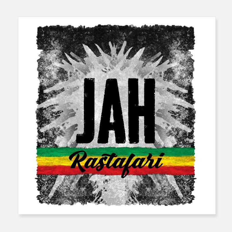 JAH Symbole Rastafari avec Ruban Poster 20 x 20 cm