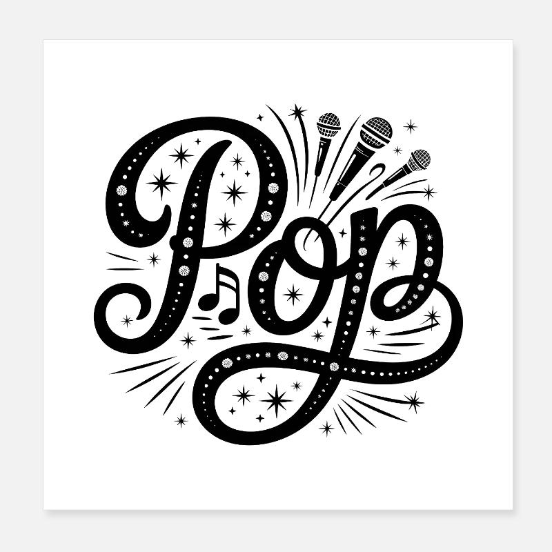 Pop - Cool Music Logo Poster 8" x 8" (20x20 cm)
