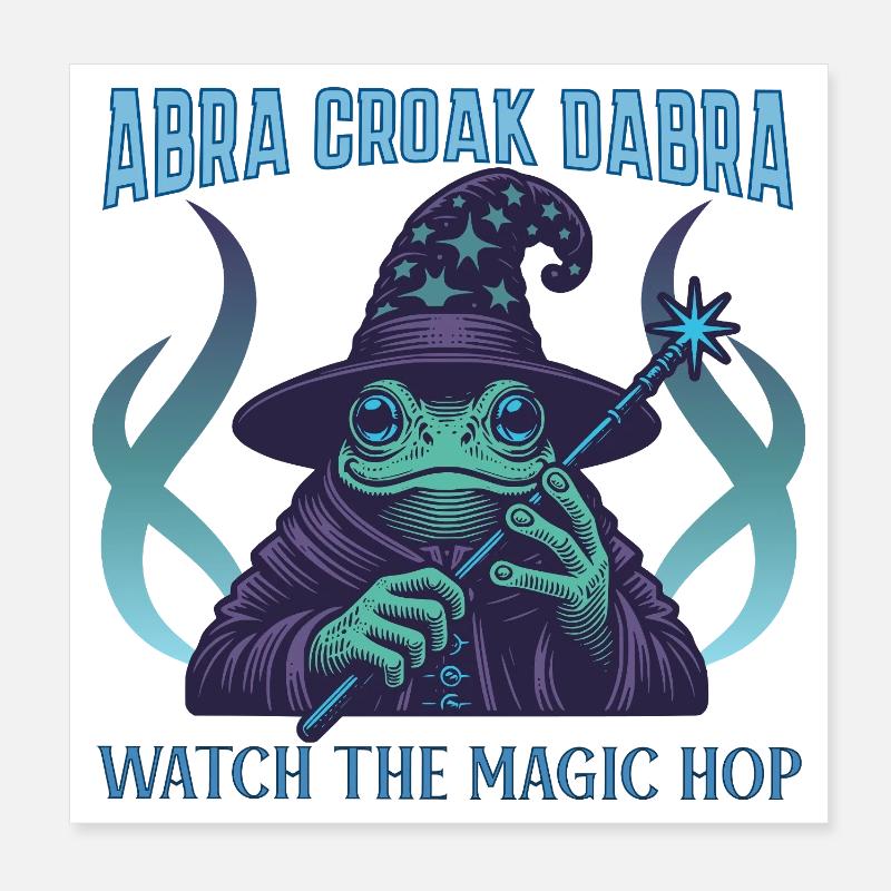 Mystical Frog Wizard T-Shirt Design Poster 20 x 20 cm