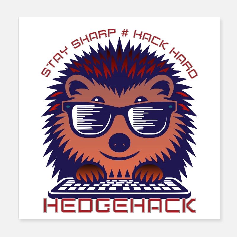 Igel Codierung Enthusiast T-Shirt - Poster 20x20 cm - Weiß
