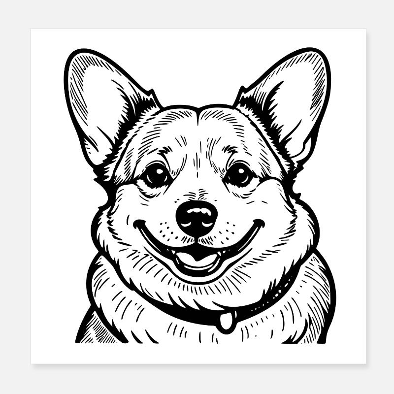 Illustration de chien corgi Poster 20 x 20 cm