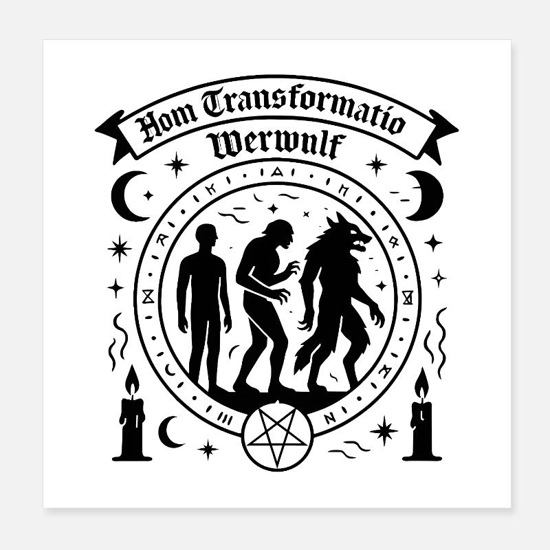 Mensch Werwolf Transformation - Poster 20x20 cm - Weiß
