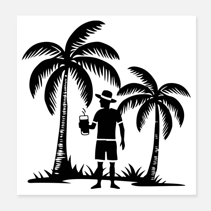 Urlaub Strand Palmen Poster 20x20 cm