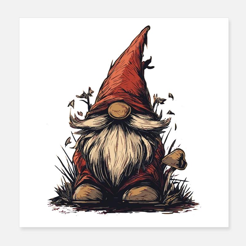 Lustiger Gartenzwerg  Poster 20x20 cm