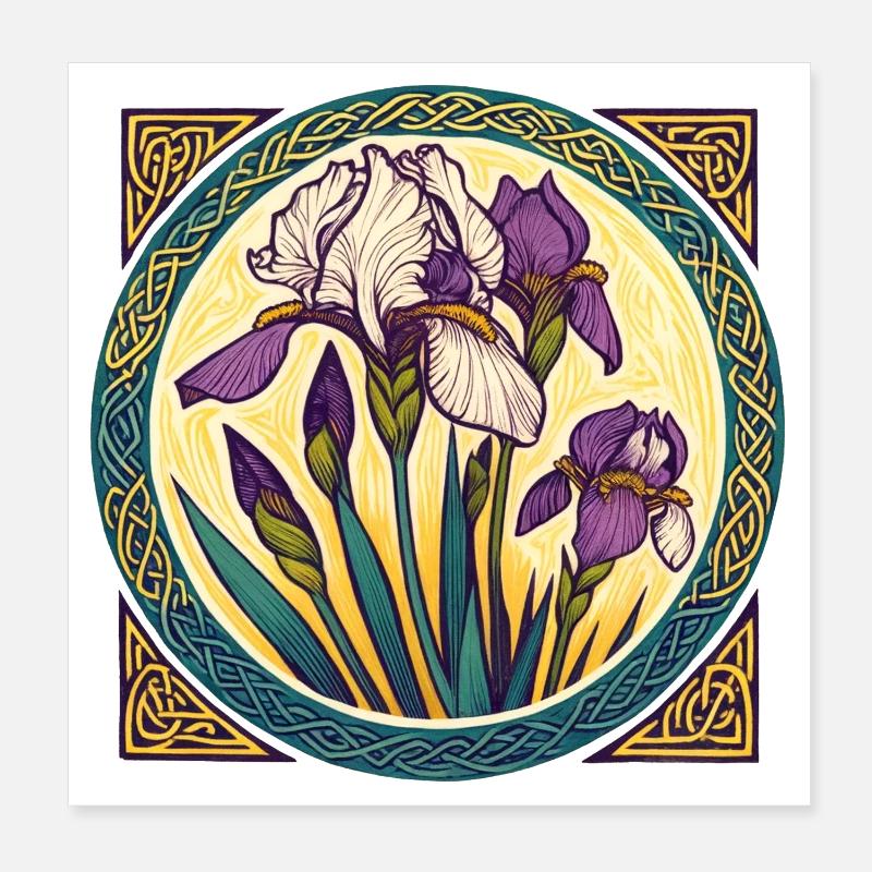 Œuvre d'art celtique complexe représentant un iris irlandais Poster 20 x 20 cm