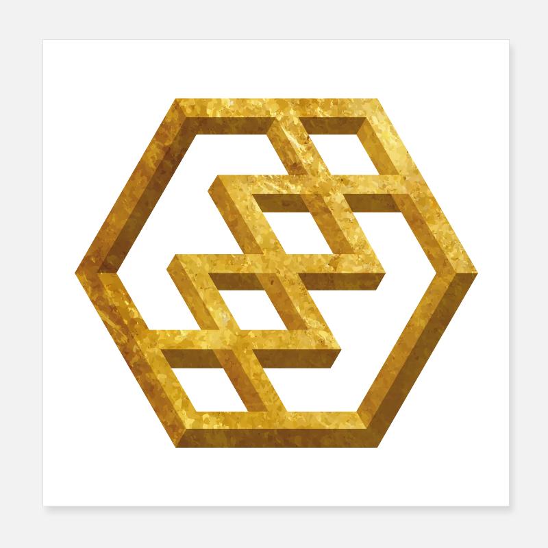 Golden Geometric Pattern Poster 8" x 8" (20x20 cm)