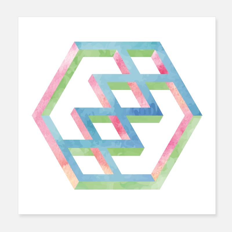 Abstraktes Bunte Hexagonmuster Poster 20x20 cm