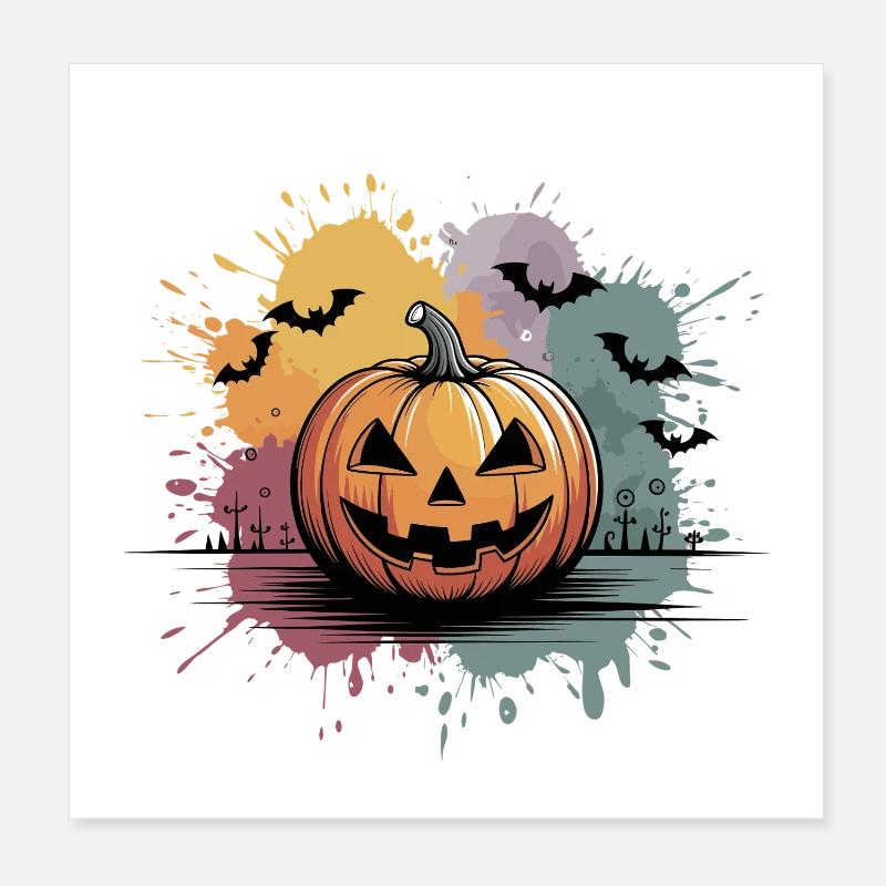 Halloween pumpkin lantern with face design Poster 8" x 8" (20x20 cm)