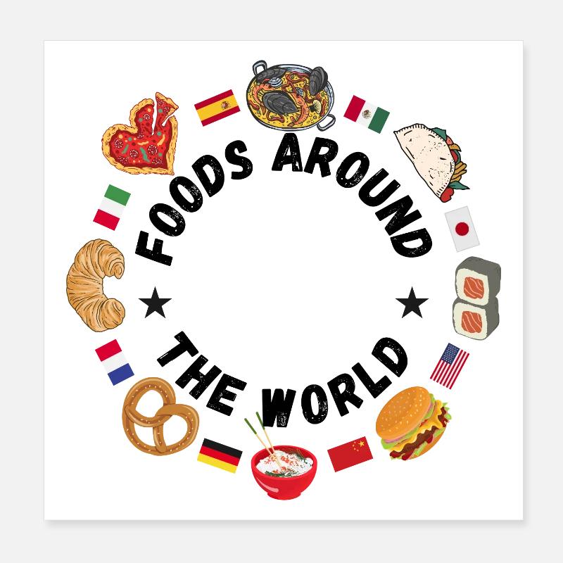 Nourriture du monde entier Poster 20 x 20 cm