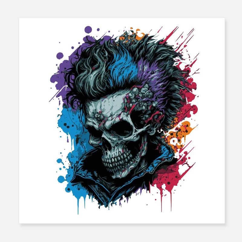 Regenbogen Zombie Punk Poster 20x20 cm