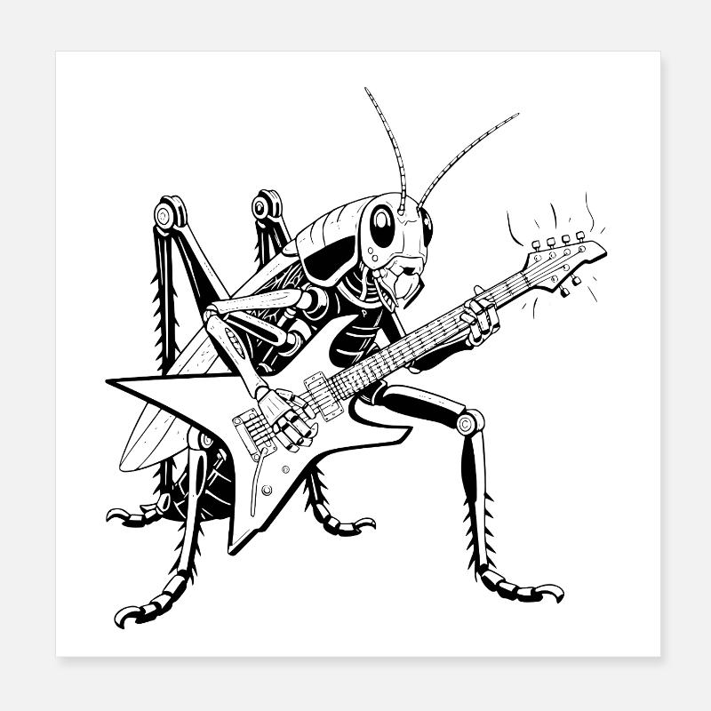  Grasshopper guitarist Poster 8" x 8" (20x20 cm)
