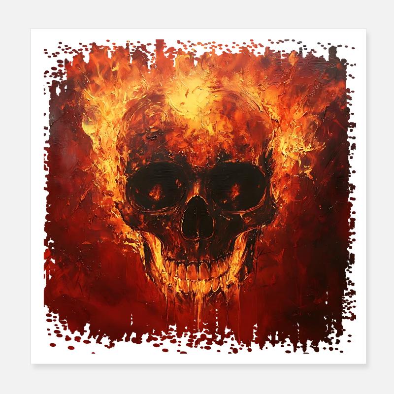 Crâne de feu Poster 20 x 20 cm