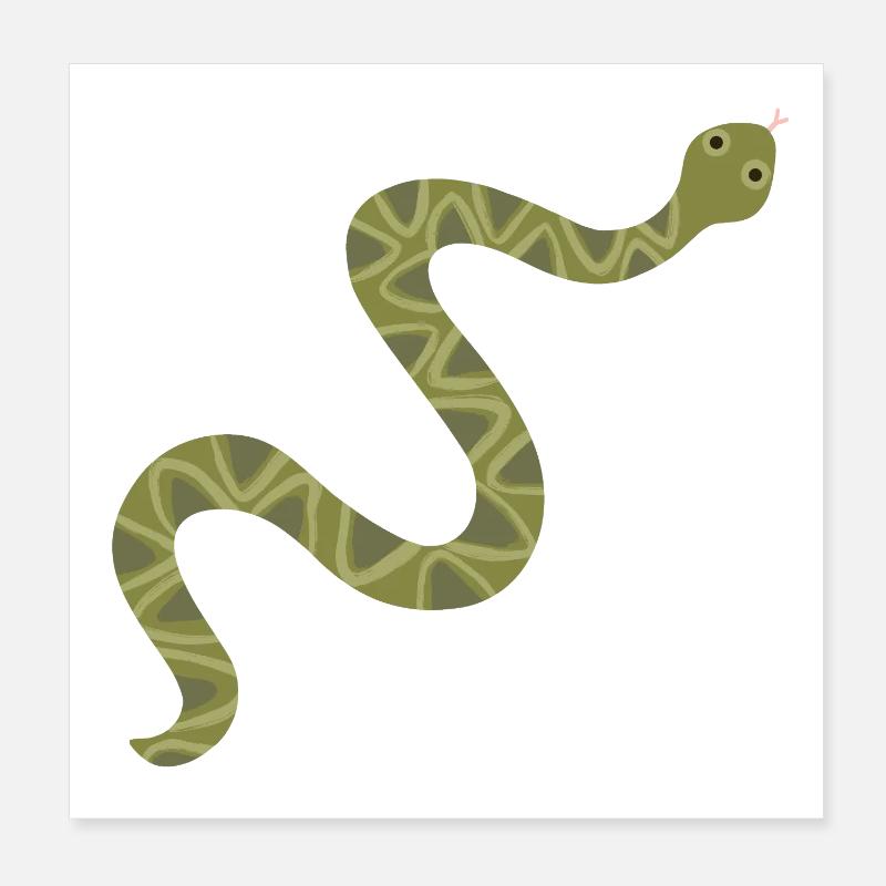 Vibrant Green Snake Illustration Poster 8" x 8" (20x20 cm)