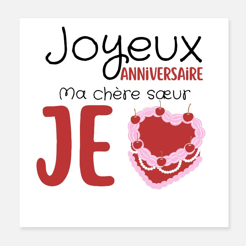 Joyeux anniversaire - Poster 20 x 20 cm - blanc