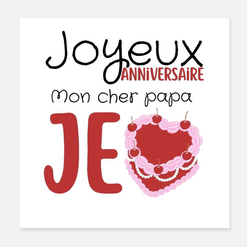 Joyeux anniversaire papa - Poster 20 x 20 cm - blanc