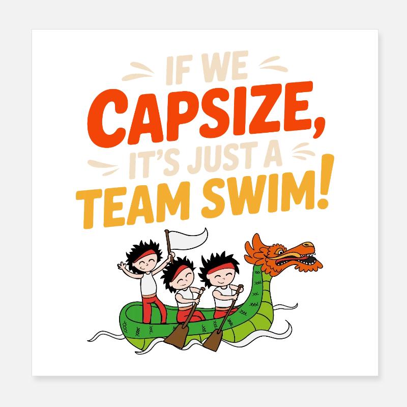 Drachenboot-Rennmannschaft Poster 20x20 cm