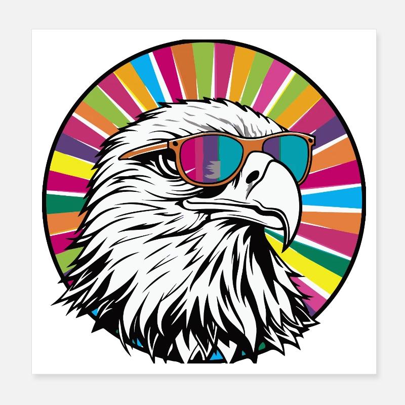 Eagle with sunglasses Poster 8" x 8" (20x20 cm)