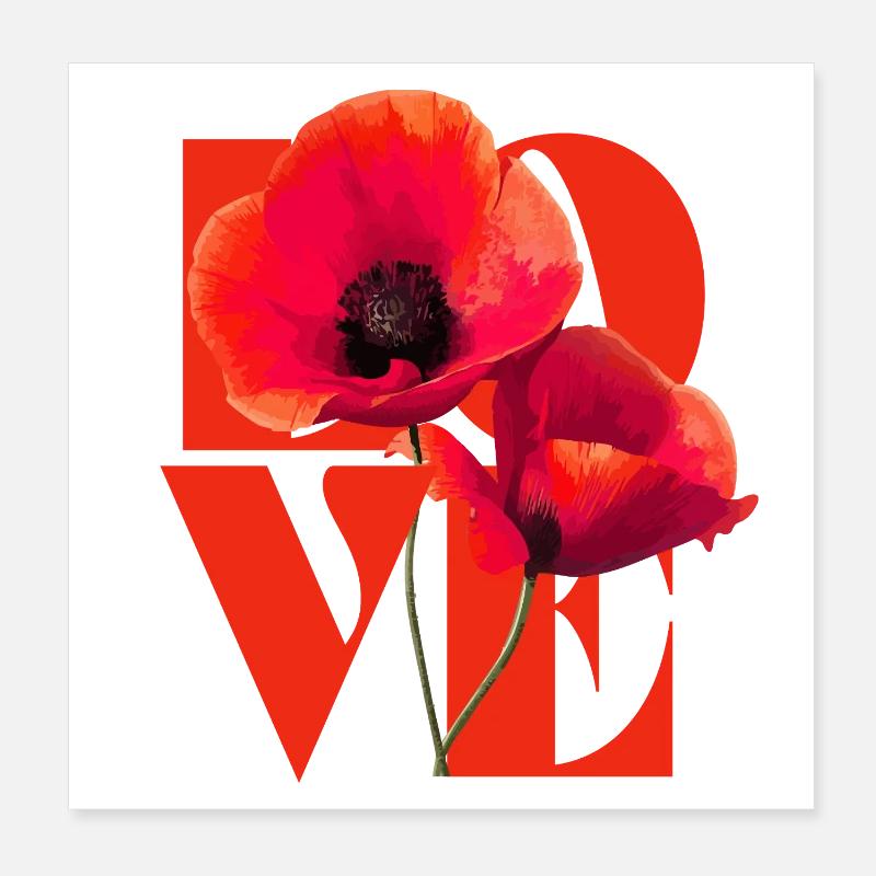 Lebendiges Mohnblumen-Kunstdesign Poster 20x20 cm