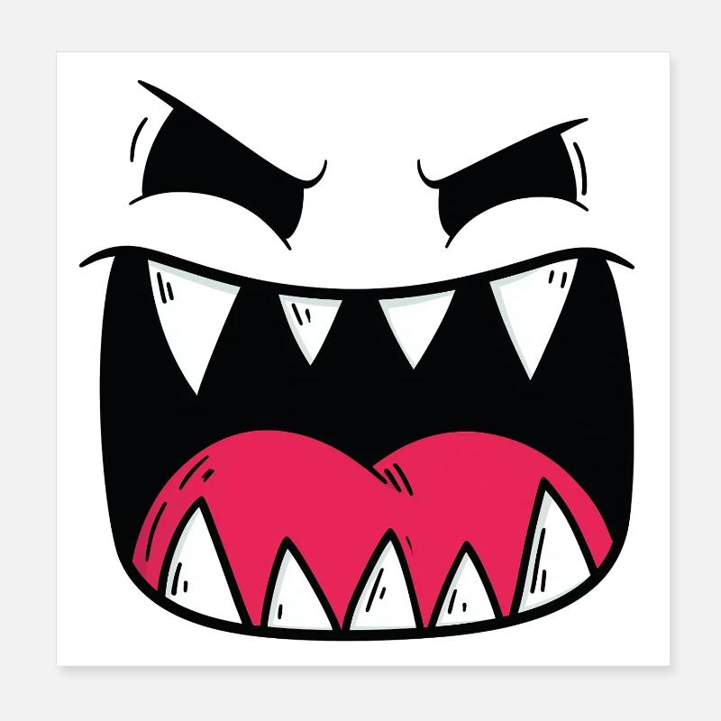 Demonic Monster Face Motif Poster 8" x 8" (20x20 cm)
