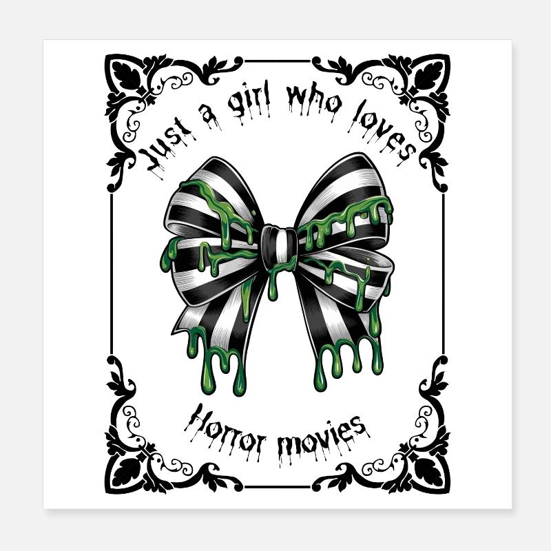 Black and white goth striped bow in a tarot frame Poster 20 x 20 cm