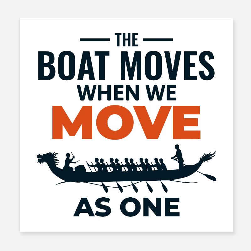 Dragon Boat Moves As One Team  Poster 8" x 8" (20x20 cm)