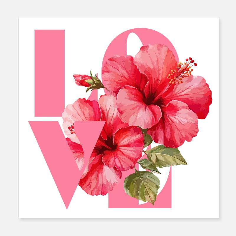 Lebendiges Hibiskus-Blumenherz-Design Poster 20x20 cm