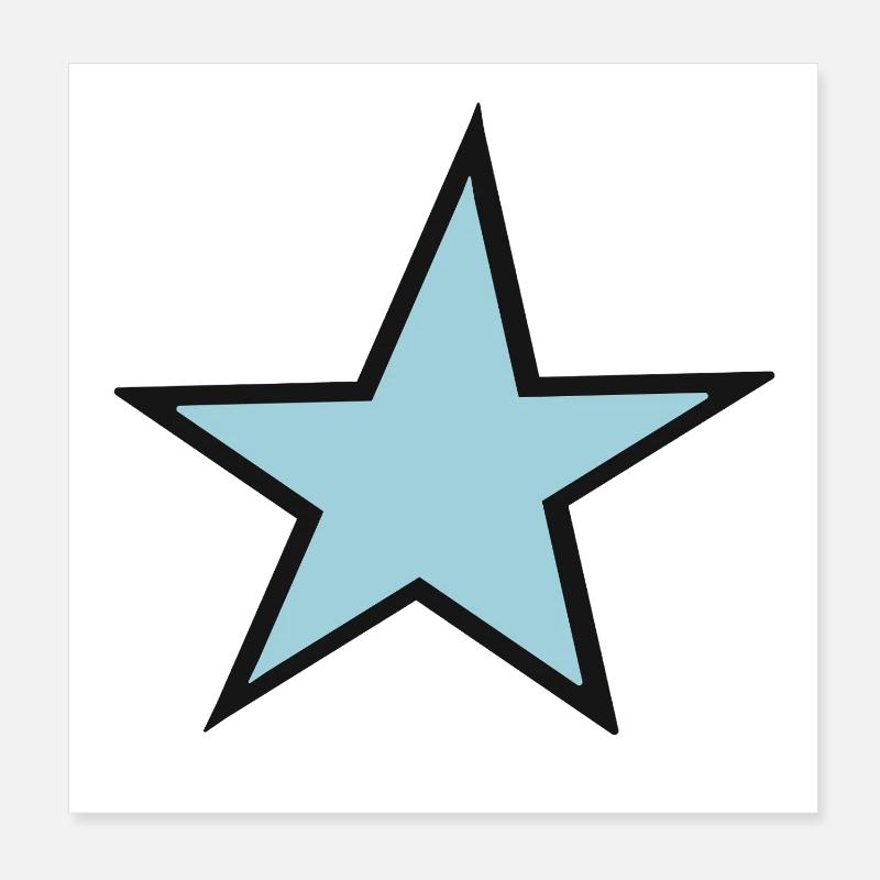 Bright blue star with black border Poster 8" x 8" (20x20 cm)