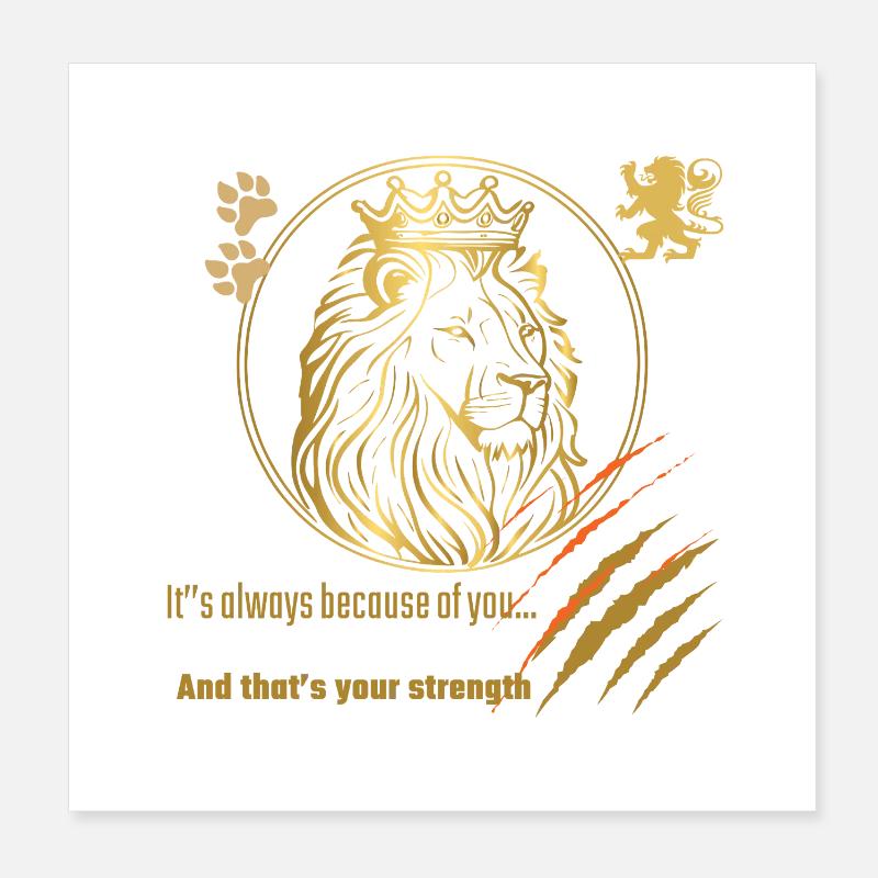 Lion Royalité et Force Impression Poster 20 x 20 cm