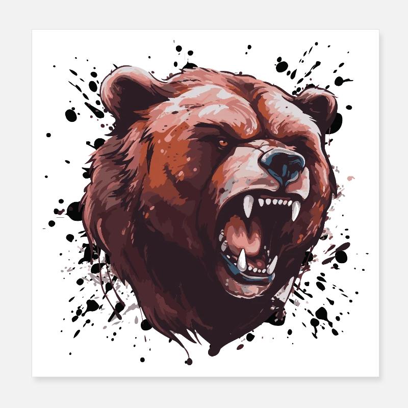 Grizzly Bear Head Poster 8" x 8" (20x20 cm)