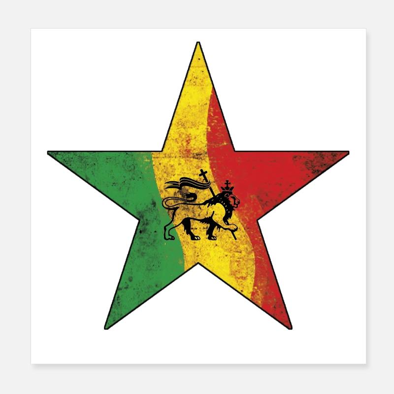 Lion Reggae avec peinture Rasta Poster 20 x 20 cm
