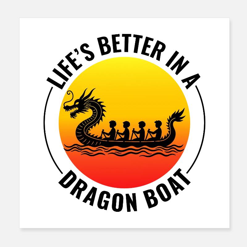 Synchronized Paddling Team Dragon Boat Poster 8" x 8" (20x20 cm)