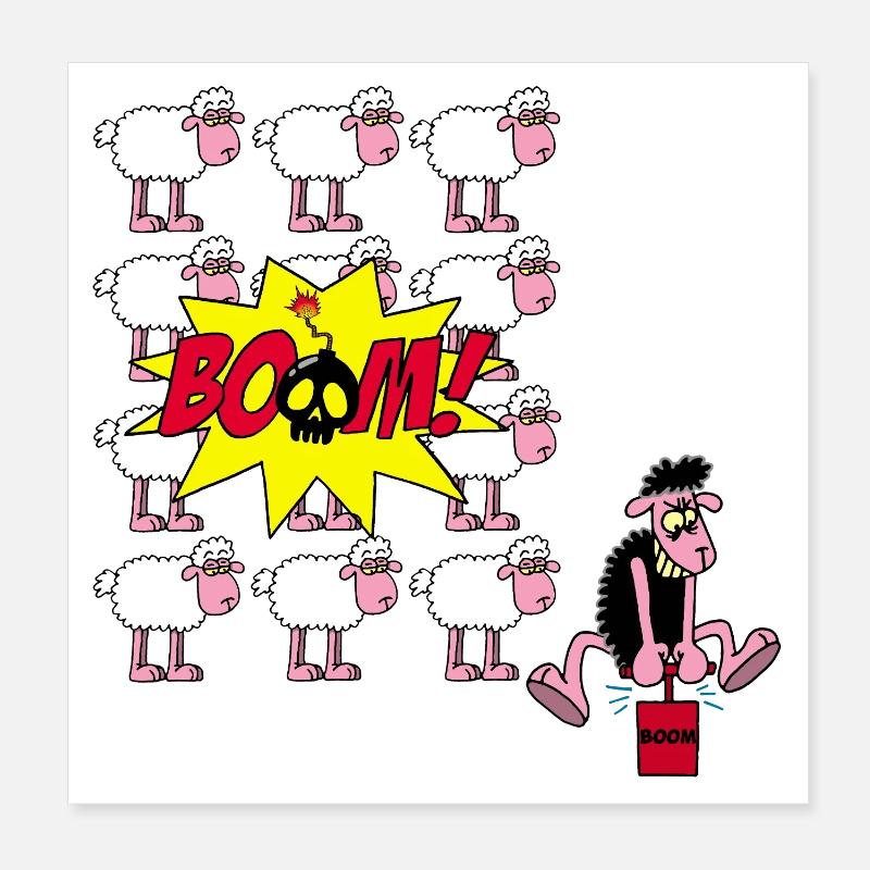 Le mouton rebelle frappe encore  - Poster 20 x 20 cm - blanc