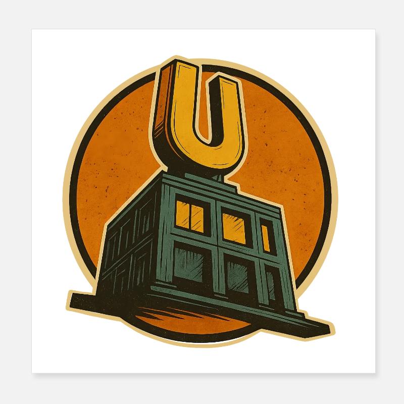 Dortmund U - Poster 20x20 cm - Weiß