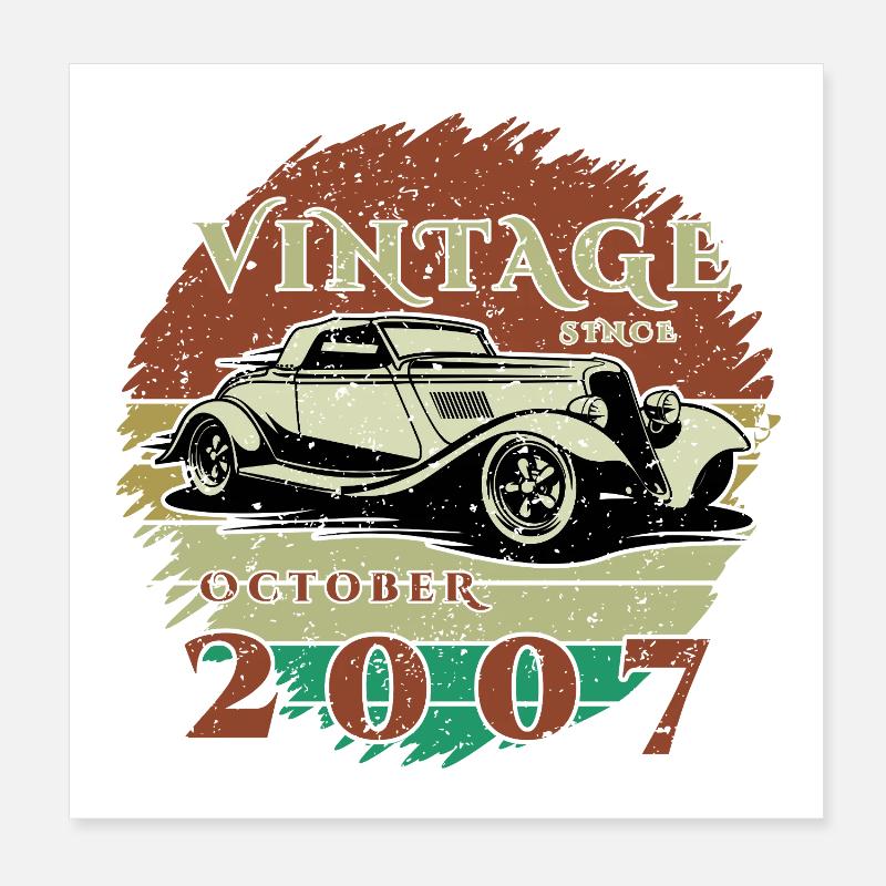18. Geburtstag - Klassiker - Vintage since 10/2007 Poster 20x20 cm
