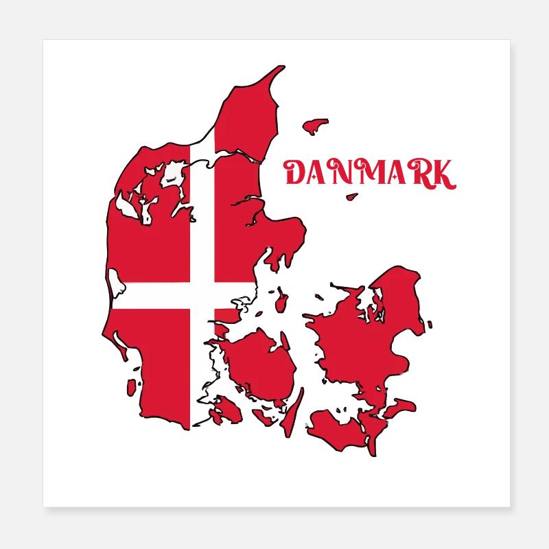 Carte du Danemark avec drapeau Poster 20 x 20 cm