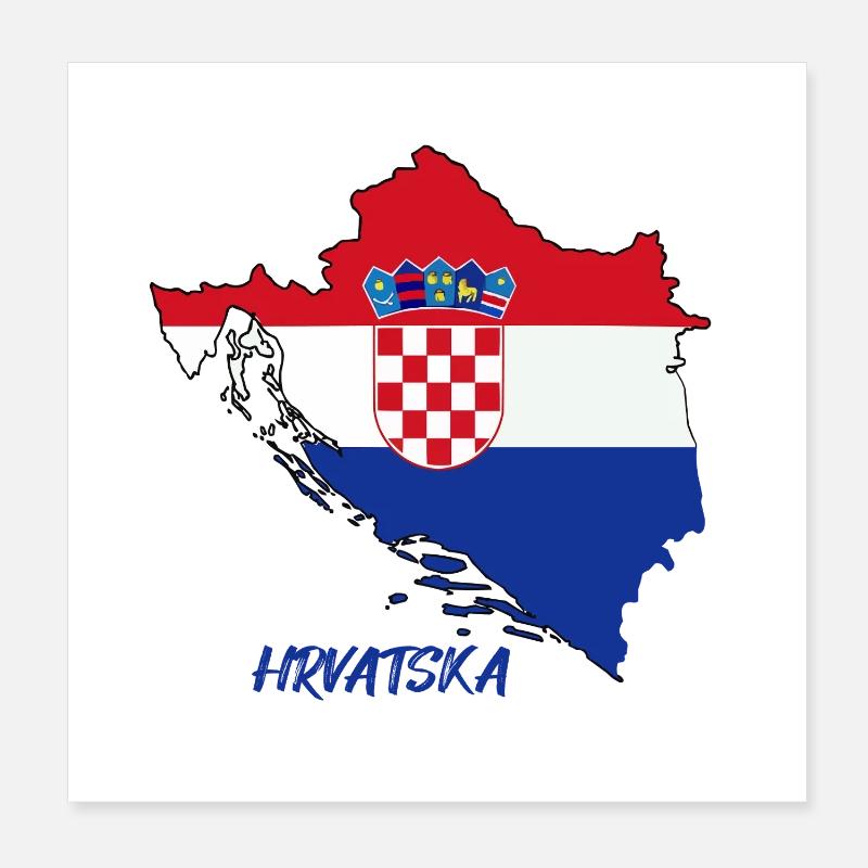 Conception du drapeau de la Croatie sur la carte Poster 20 x 20 cm