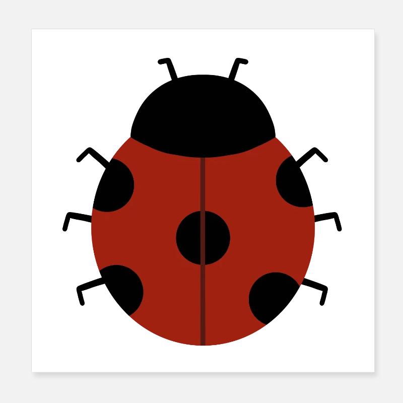 Red Ladybug Illustration for Eco-Friendly Apparel Poster 8" x 8" (20x20 cm)