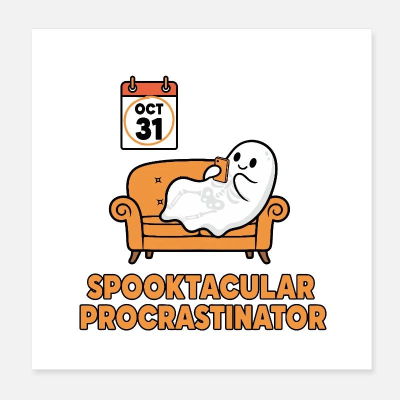 Conception effrayante de procrastinateur fantôme Poster 20 x 20 cm