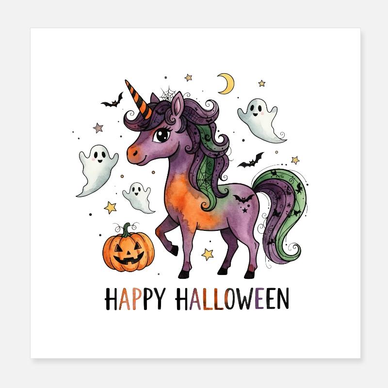 Halloween Einhorn Poster 20x20 cm