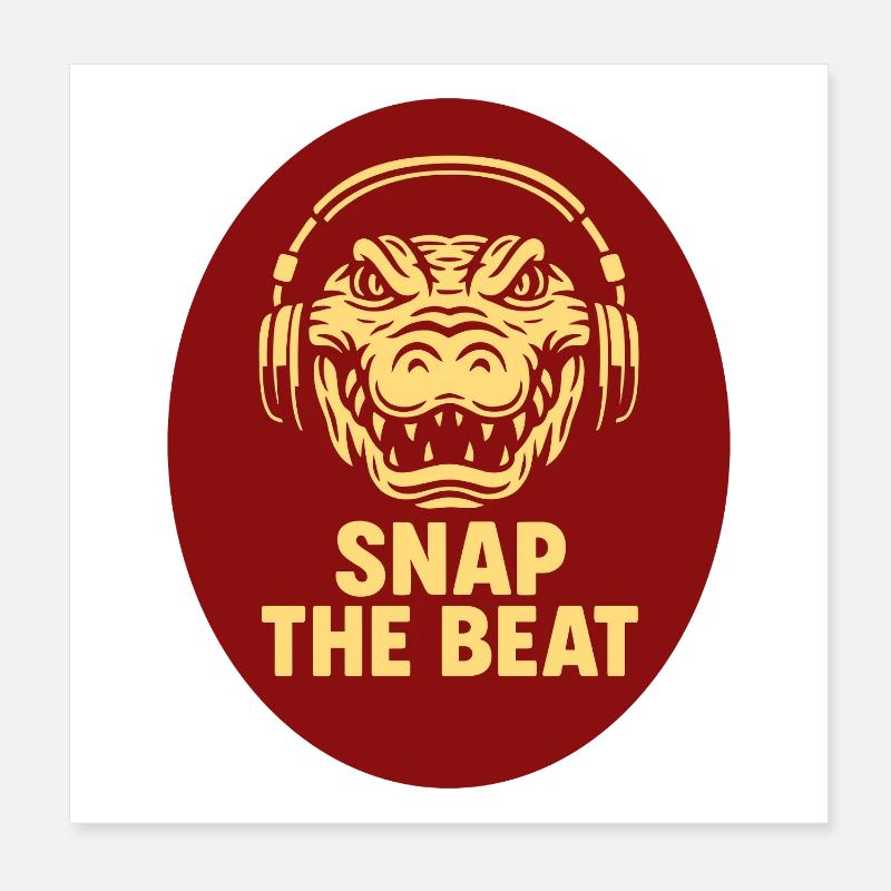 Krokodil mit Kopfhörer Poster 20x20 cm