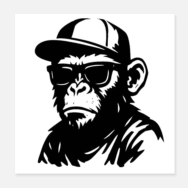 Conception de graffiti de singe urbain Poster 20 x 20 cm