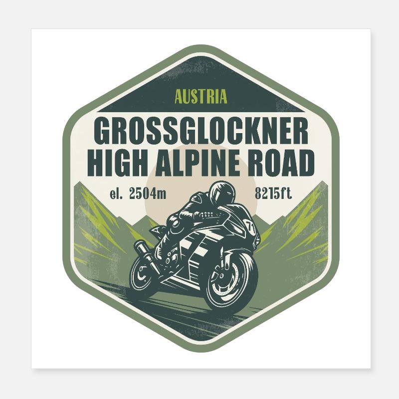 Grossglockner High Alpine Road Austria Motorcycle Poster 8" x 8" (20x20 cm)