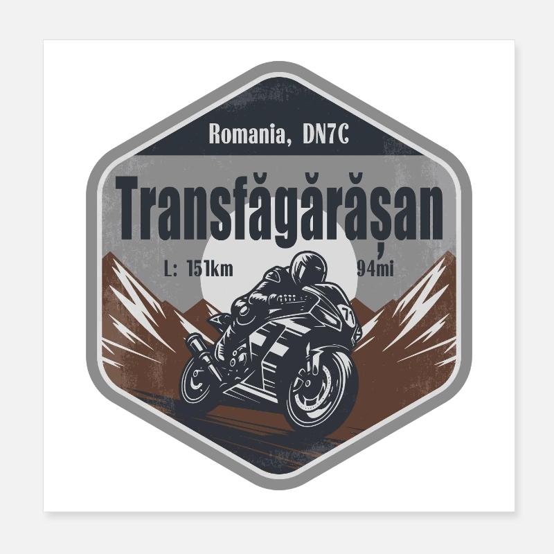 Transfagarasan Romania Alps Motorcycle Route Poster 8" x 8" (20x20 cm)