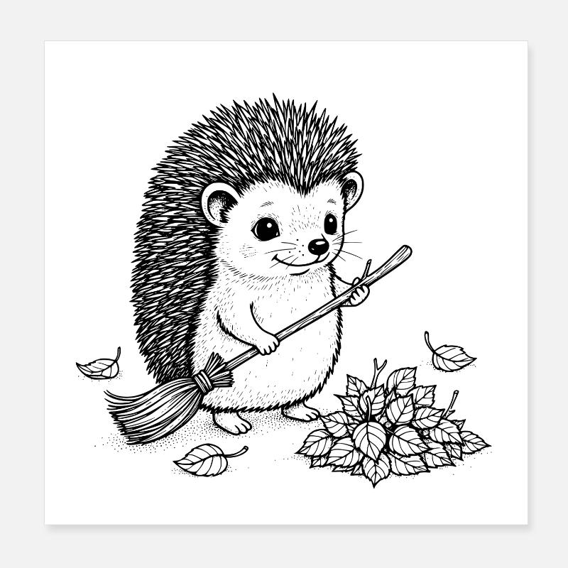Funny hedgehog illustration Poster 8" x 8" (20x20 cm)