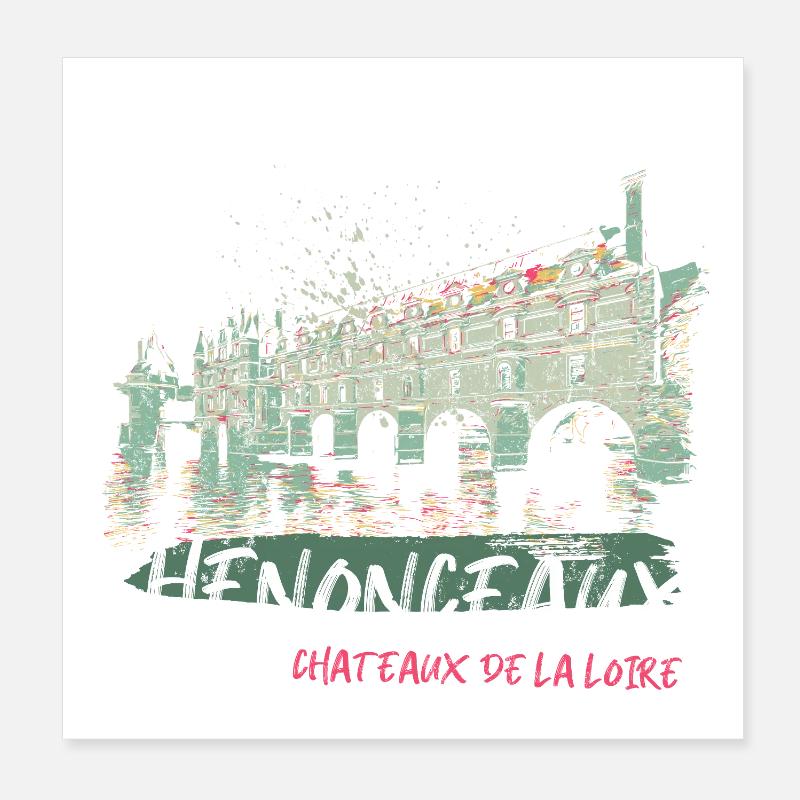Châteaux de la Loire à Chenonceaux Poster 20 x 20 cm