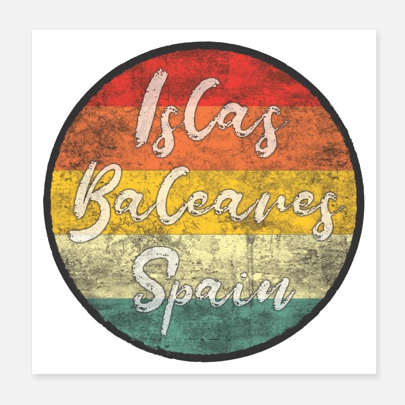 Balearic Islands Vintage Flag Design Poster 8" x 8" (20x20 cm)