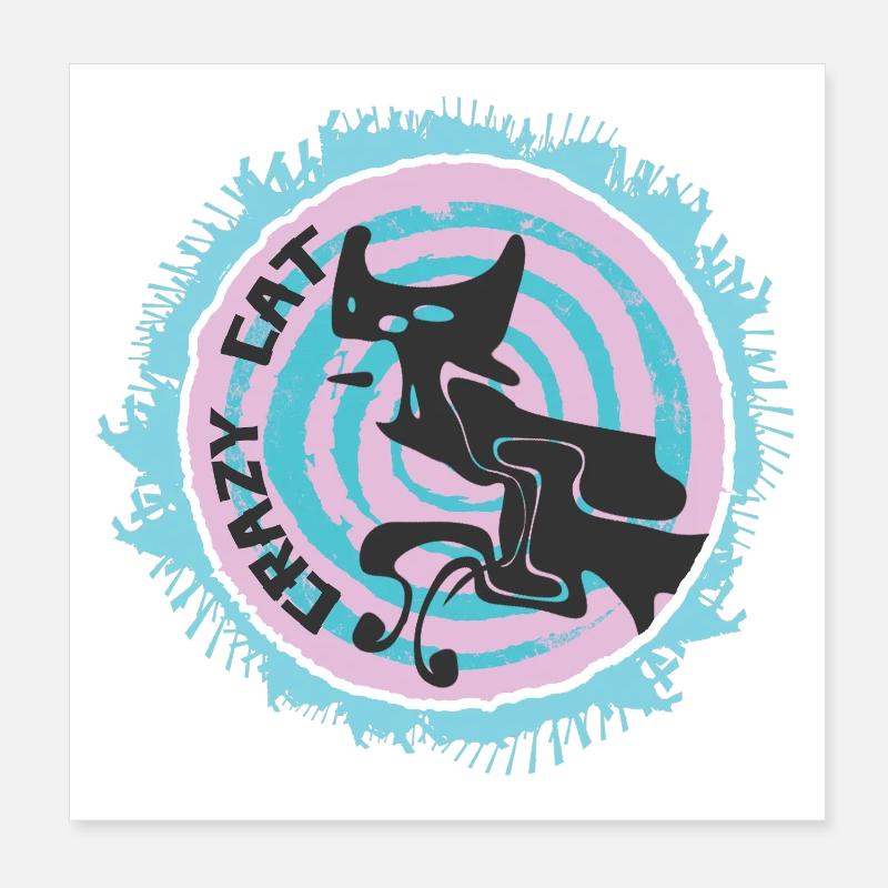 Chat abstrait avec citation Poster 20 x 20 cm