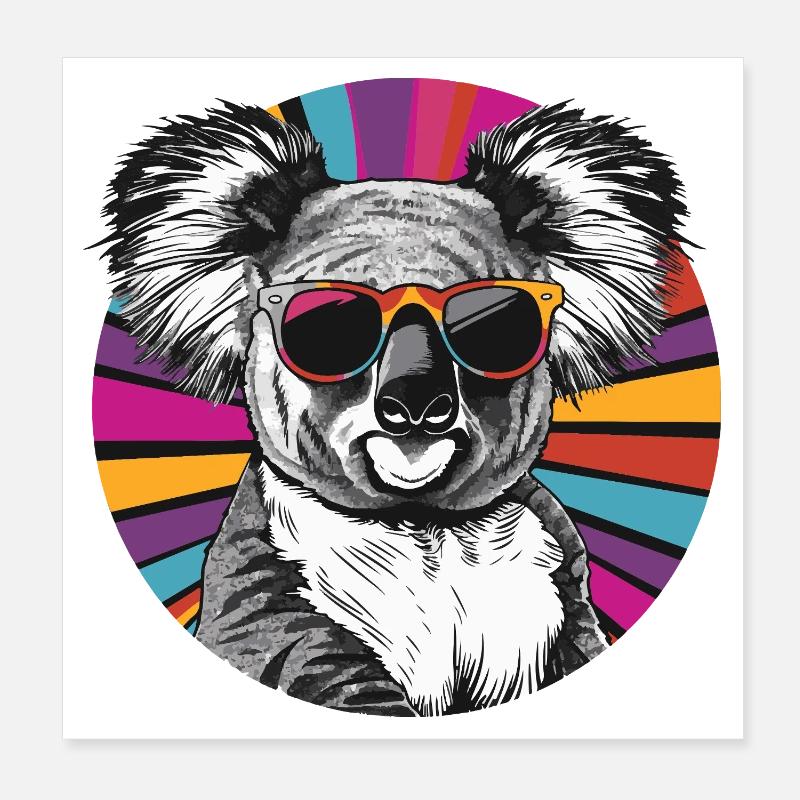 Bande dessinée Koala Poster 20 x 20 cm