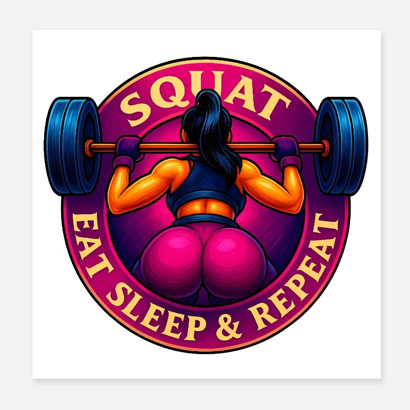 Squat, Eat, Sleep & Repeat ! Poster 20 x 20 cm