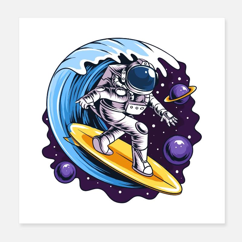 Space astronaut on surfboards Poster 8" x 8" (20x20 cm)